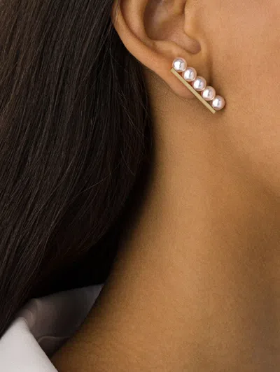 Tasaki 18kt Yellow Gold Collection Line Balance Plus Earrings In Gold