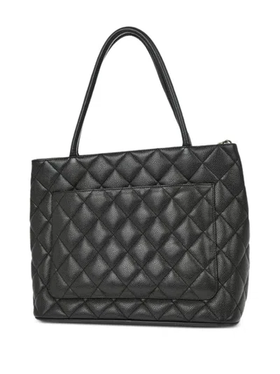 Pre-owned Chanel 2000 Medallion Tote Bag In Black