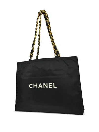 Pre-owned Chanel 1992 Cc Tote Bag In Black