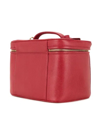 Pre-owned Chanel Cc Logo Two-way Cosmetic Tote In Red