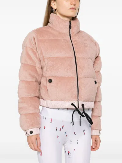 Moncler Ayse Polartec Velvet Fleece Bomber Jacket In Pink