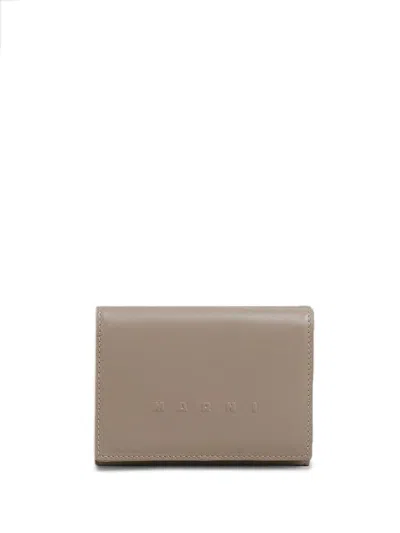 Marni Logo-embossed Leather Wallet In Neutrals