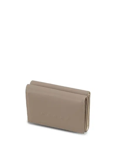 Marni Logo-embossed Leather Wallet In Neutrals