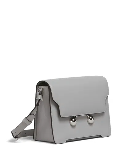 Marni Trunk Leather Satchel Bag In Grey