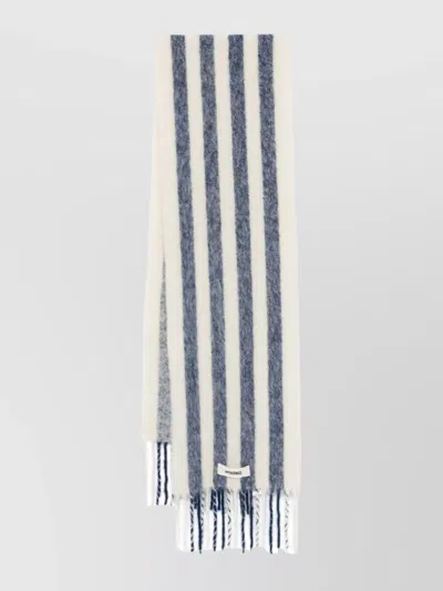 Jacquemus Brushed Fringed Knitted Scarf With Striped Pattern