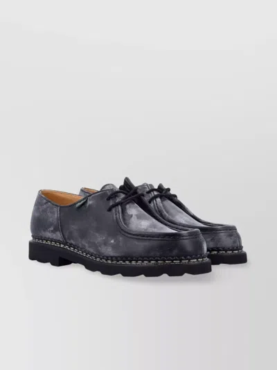 Paraboot Stitched Round Toe Brogues With Rubber Sole In Black