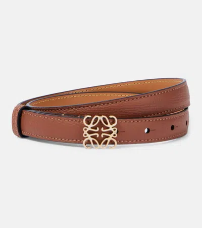Loewe Anagram Textured Leather Belt Tan In Beige