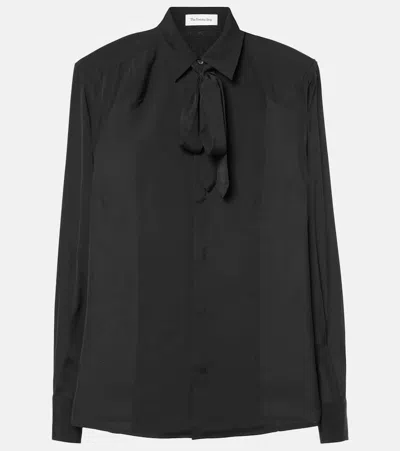 Shop The Frankie Shop Sophie Satin Blouse In Black