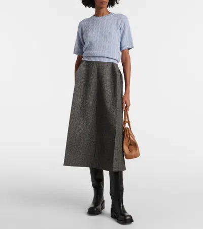 Prada Wool Maxi Skirt In Black