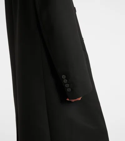 The Frankie Shop Womens Jane Long Double-breasted Twill Coat Black In Black