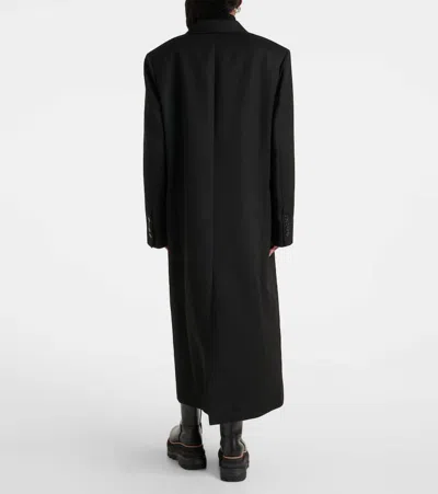 The Frankie Shop Womens Jane Long Double-breasted Twill Coat Black In Black