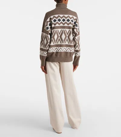 Brunello Cucinelli Wool, Cashmere, And Silk Jacquard Sweater In Multicoloured