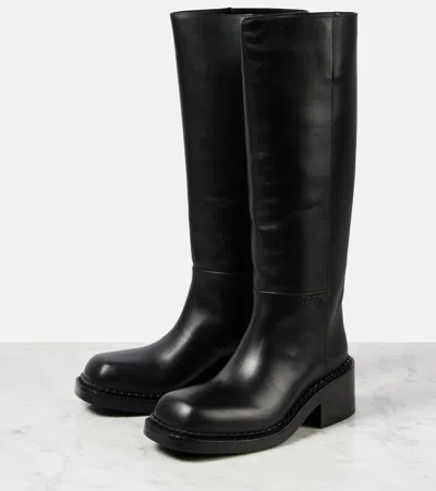 Prada Leather Boots In Black