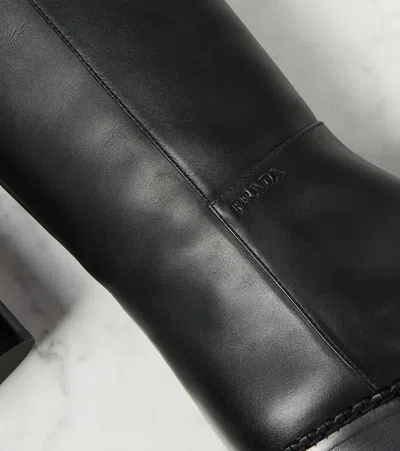 Prada Leather Boots In Black