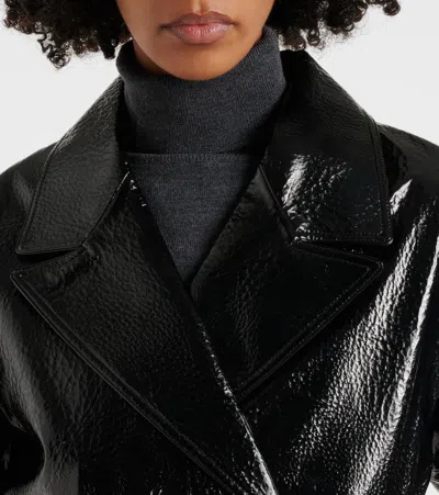 The Frankie Shop Black Tina Faux-leather Trench Coat In Black