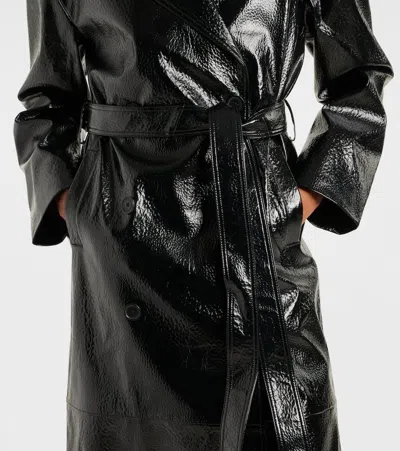 The Frankie Shop Black Tina Faux-leather Trench Coat In Black