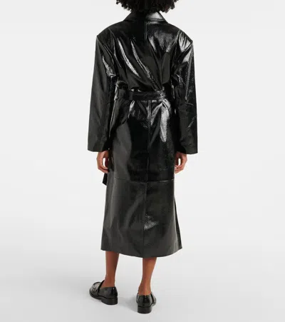 The Frankie Shop Black Tina Faux-leather Trench Coat In Black