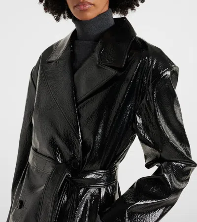 The Frankie Shop Black Tina Faux-leather Trench Coat In Black