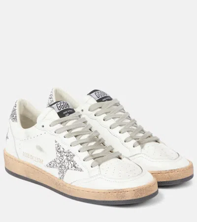 Golden Goose Ball Star Distressed Glittered Leather Sneakers In Multicoloured