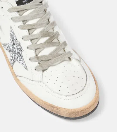 Golden Goose Ball Star Distressed Glittered Leather Sneakers In Multicoloured
