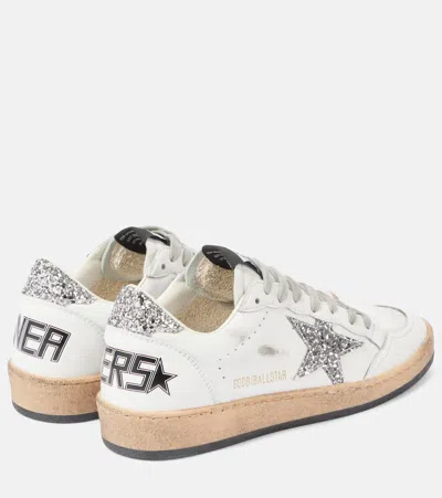 Golden Goose Ball Star Distressed Glittered Leather Sneakers In Multicoloured