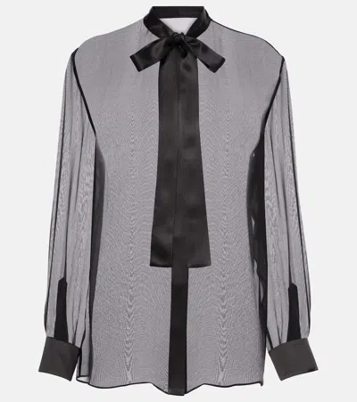 Dolce & Gabbana Sheer Long Sleeve Blouse In Black