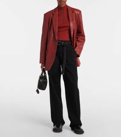 Brunello Cucinelli Elegant High-waisted Wide-leg Wool-cashmere Trousers With Jewel Accent In Black