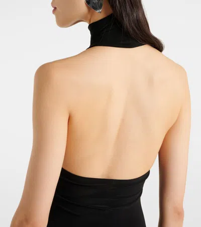 Norma Kamali Halter Fishtail Gown Black In Black