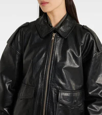 The Frankie Shop Viper Leather Jacket In Black
