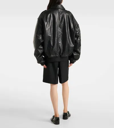 The Frankie Shop Viper Leather Jacket In Black