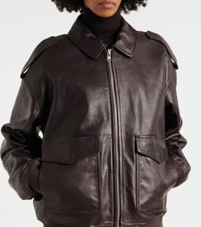 Shop The Frankie Shop Viper Leather Jacket In Purple