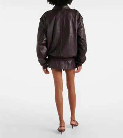 The Frankie Shop Viper Oversized Leather Jacket In Purple