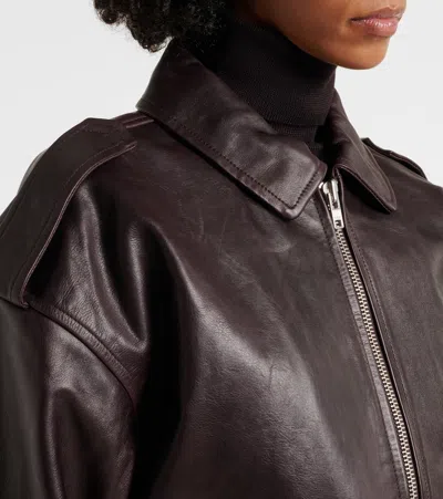 The Frankie Shop Viper Oversized Leather Jacket In Purple