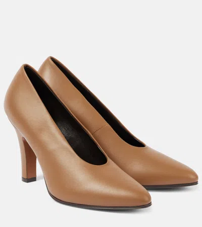 The Row 90mm Prudens Leather Pumps In Brown