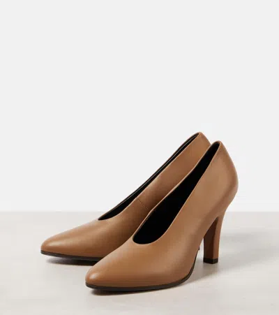 The Row 90mm Prudens Leather Pumps In Brown