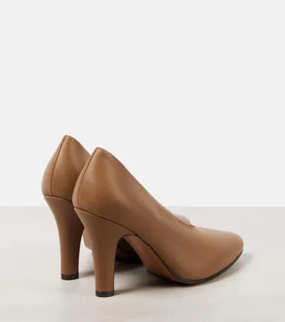 The Row 90mm Prudens Leather Pumps In Brown