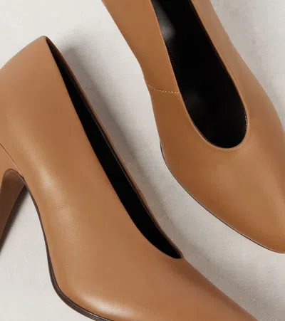 The Row 90mm Prudens Leather Pumps In Brown