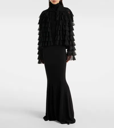 Norma Kamali Oversized Ruffled Jacket In Black
