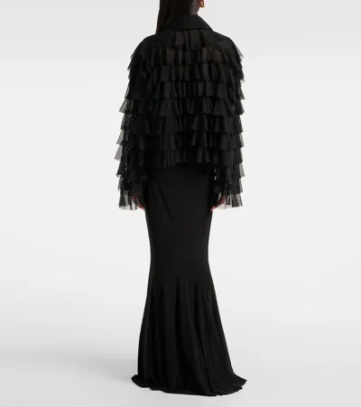 Norma Kamali Oversized Ruffled Jacket In Black