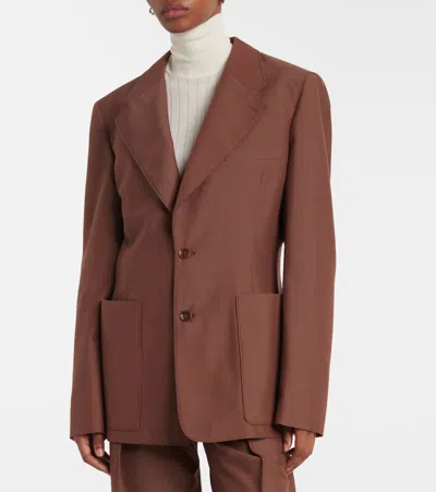 Lemaire Womens Rosy Brown Tailored Single-breasted Woven Blazer In Brown