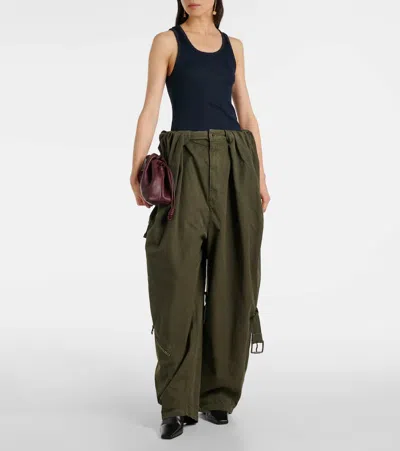 Loewe Anagram Ribbed-knit Silk Jersey Tank Top In Blue