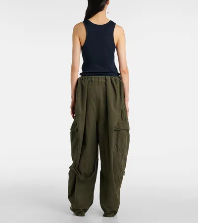 Loewe Anagram Ribbed-knit Silk Jersey Tank Top In Blue