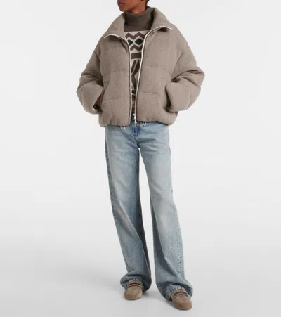 Shop Brunello Cucinelli Cashmere Down Jacket In Grey