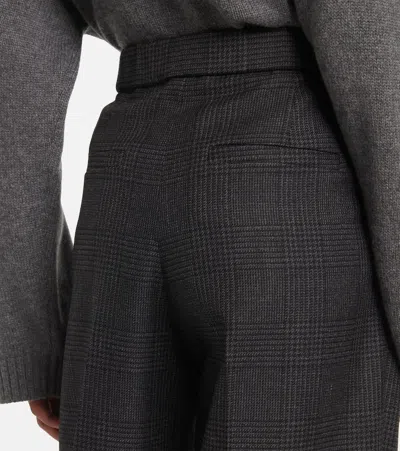 Brunello Cucinelli Virgin Wool Prince Of Wales Relaxed Tailored Trousers In Grey