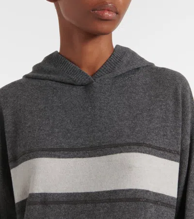 Brunello Cucinelli Wool, Cashmere, And Silk Midi Dress In Grey