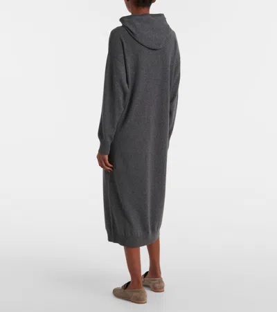 Brunello Cucinelli Wool, Cashmere, And Silk Midi Dress In Grey
