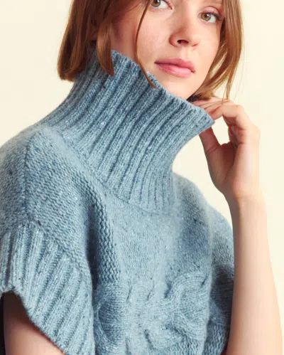Billy Reid Cable Shell Sweater In Heathered Hydro