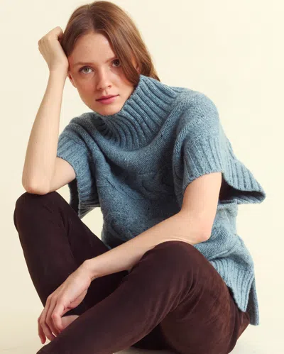 Billy Reid Cable Shell Sweater In Heathered Hydro