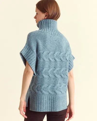 Billy Reid Cable Shell Sweater In Heathered Hydro