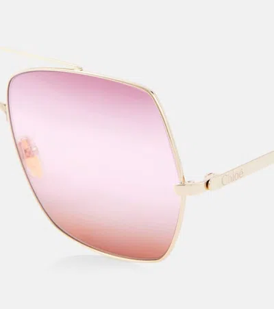 Chloé Aly Square Sunglasses In Red